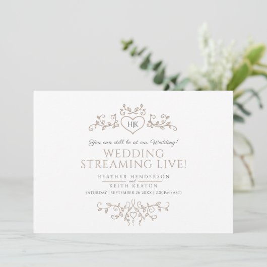 Mongram, White-Leaf-Hochzeit live Streaming Ankündigung (Stehend Vorderseite)