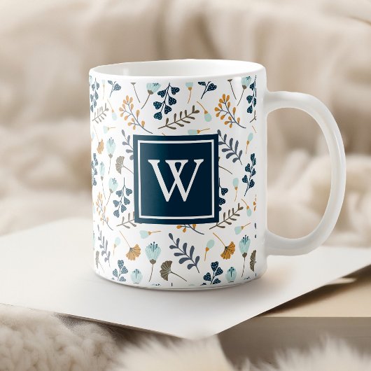 Mongram Winter Floral Botanic Navy Kaffeetasse