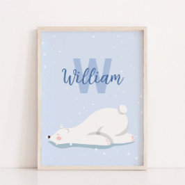 Mongram Winter Polar Bear Kinderzimmer Wall Decke Poster