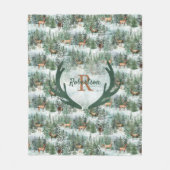 Mongram Winterwaldland Hirsch Fleecedecke (Vorderseite)