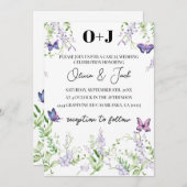 Mongram Wisteria Blume Schmetterling Hochzeit Einladung (Vorne/Hinten)