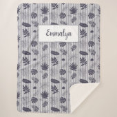 Mongramm des tropischen Grünmusters | LILA Sherpadecke (Vorderseite)