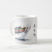 Mongramm für den Fang von Regenbogenforellen Kaffeetasse (Vorderseite Links)