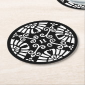 Mongramm für die Hochzeit von Schwarz und Weiß Runder Pappuntersetzer (Angewinkelt)