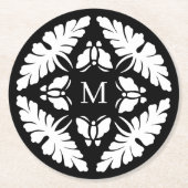 Mongramm für die Hochzeit von Schwarz und Weiß Runder Pappuntersetzer (Vorderseite)