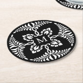 Mongramm für die Hochzeit von Schwarz und Weiß Runder Pappuntersetzer (Angewinkelt)