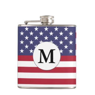 Mongrammed amerikanische Flaggen-angesagte Flasche Flachmann