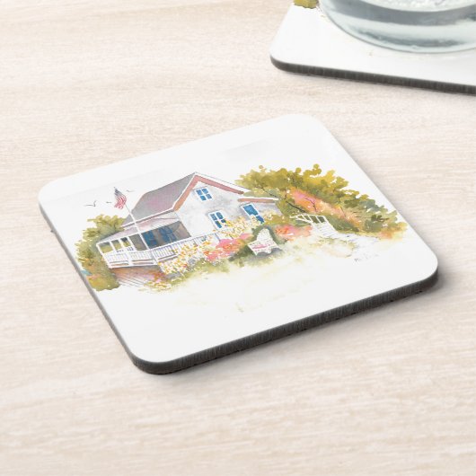 Monhegan Hütte J Kilburn Getränkeuntersetzer (Linke Seite)