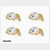 Monhegan Hütte J Kilburn Ovaler Aufkleber (Blatt)