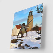 Monhegan Island Lighthouse, Maine Quadratische Wanduhr (Winkel)
