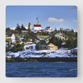 Monhegan Island Lighthouse, Maine Quadratische Wanduhr