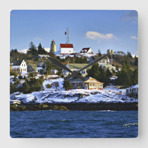 Monhegan Island Lighthouse, Maine Quadratische Wanduhr