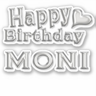 Moni Happy Birthday silver Aufkleber Sticker