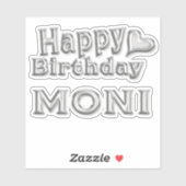Moni Happy Birthday silver Aufkleber Sticker (Blatt)