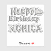 Monica Happy Birthday silver Aufkleber Sticker (Blatt)