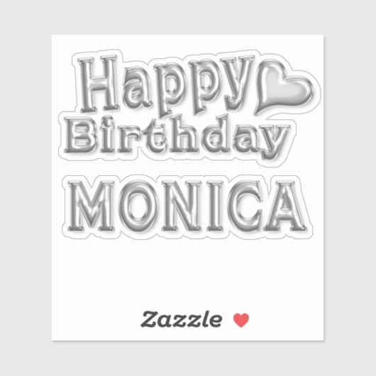 Monica Happy Birthday silver Aufkleber Sticker (Blatt)