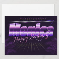 Monica Name Vorname lila retro Karte Geburtstag