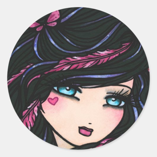 "Monica" Valentine Heart Feather Mermaid Stickers (Vorderseite)