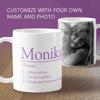 Monika name definition custom photo purple kaffeetasse