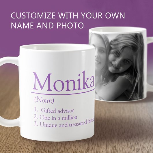 Monika name definition custom photo purple kaffeetasse
