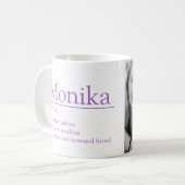 Monika name definition custom photo purple kaffeetasse (Vorderseite Links)