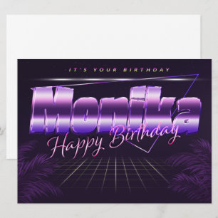 Monika Name Vorname lila retro Karte Geburtstag