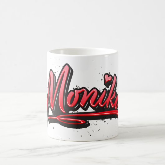 Monika red Heart Graffiti Tasse Kaffeetasse (Mittel)