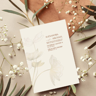 Monimalist Beige neutrale Monogram Wedding Invitat Einladung