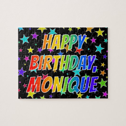 "MONIQUE" Vorname, Spaß "GLÜCKLICHER GEBURTSTAG" Puzzle (Horizontal)