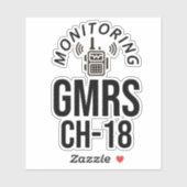 Monitor GMRS. Kanal 18 Aufkleber (Blatt)