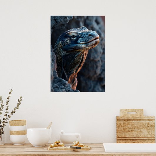 Monitor Lizard on Rocky Cliff Poster (Küche)