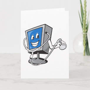 Monitor mit Stethoskop-Grußkarten Karte