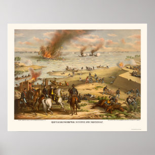 Monitor und Merrimac Kampf durch Kurz u. Allison Poster