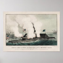 Monitor vs. Merrimac - Ironclad Zivil War Battle Poster