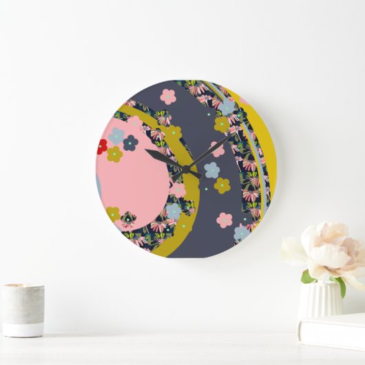 Monjii Floral Clock Große Wanduhr (Zuhause)