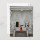 Monk am Weißen Tempel in Chiang Rai Postkarte (Vorne/Hinten)