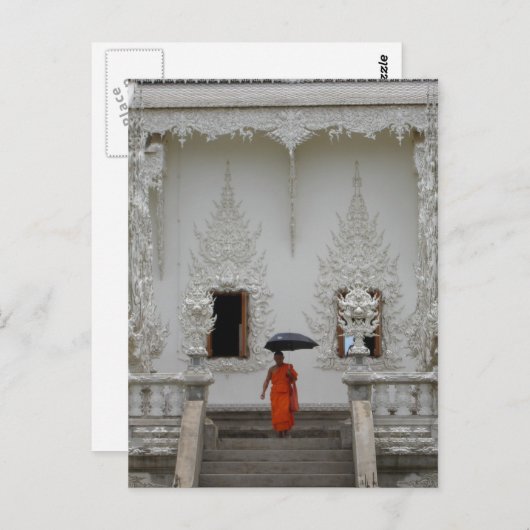 Monk am Weißen Tempel in Chiang Rai Postkarte (Vorne/Hinten)