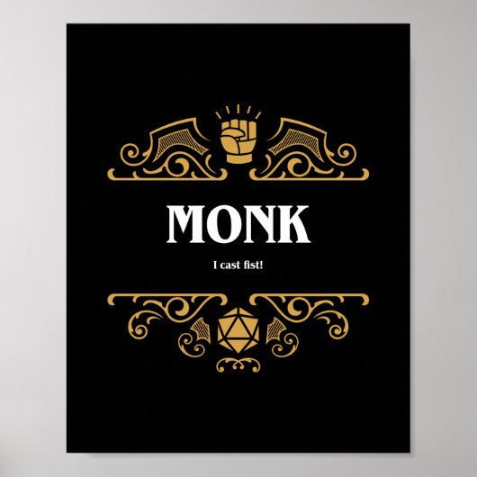 Monk Class Tabletop RPG Gaming Poster (Vorne)