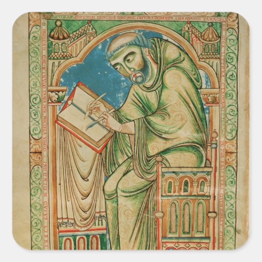 Monk Eadwine am Werk des Manuskripts, Quadratischer Aufkleber (Vorderseite)