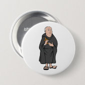 Monk Holding Cross in Robe Mittelalterliche Religi Button (Vorne & Hinten)