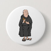 Monk Holding Cross in Robe Mittelalterliche Religi Button (Vorderseite)