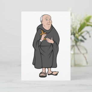 Monk Holding Cross in Robe Mittelalterliche Religi Einladung