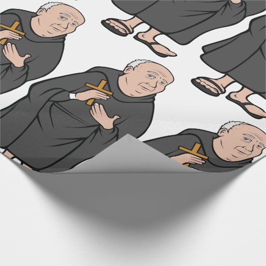 Monk Holding Cross in Robe Mittelalterliche Religi Geschenkpapier (Ecke)