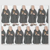Monk Holding Cross in Robe Mittelalterliche Religi Geschenkpapier (Flach)