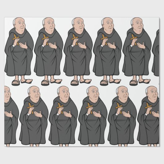 Monk Holding Cross in Robe Mittelalterliche Religi Geschenkpapier (Flach)
