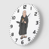 Monk Holding Cross in Robe Mittelalterliche Religi Große Wanduhr (Winkel)