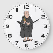 Monk Holding Cross in Robe Mittelalterliche Religi Große Wanduhr (Vorderseite)