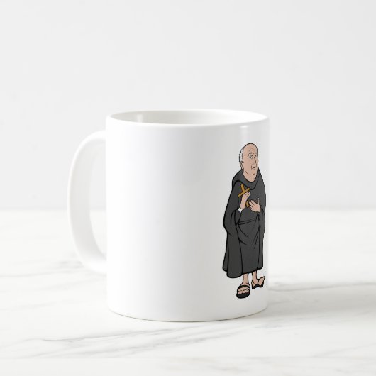 Monk Holding Cross in Robe Mittelalterliche Religi Kaffeetasse (Vorderseite Links)