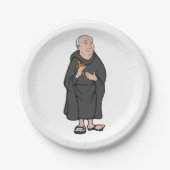 Monk Holding Cross in Robe Mittelalterliche Religi Pappteller (Vorderseite)