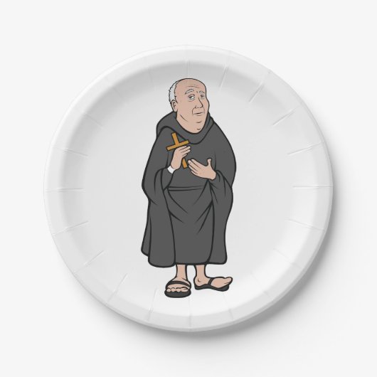Monk Holding Cross in Robe Mittelalterliche Religi Pappteller (Vorderseite)